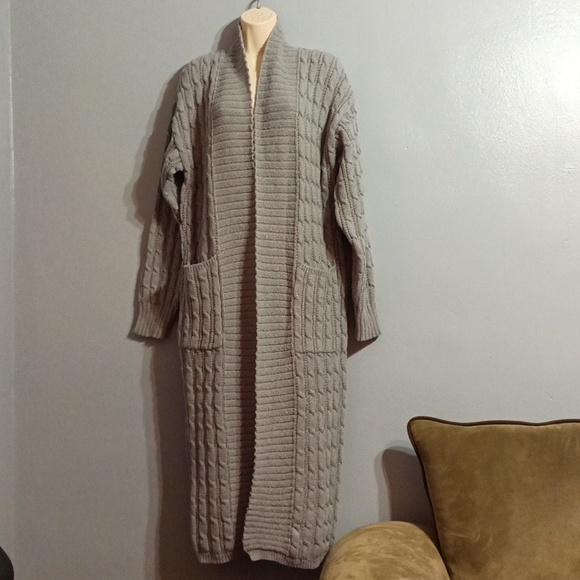 Grey 2XL women's long cardigan duster sweater - Picture 8 of 17